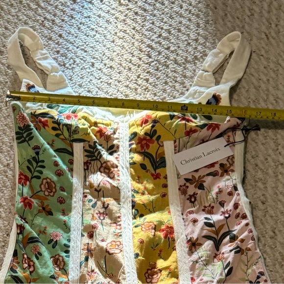 NWT Christian Lacroix patchwork panels corset bust embroidered milkmaid linen 8 - Picture 10 of 14